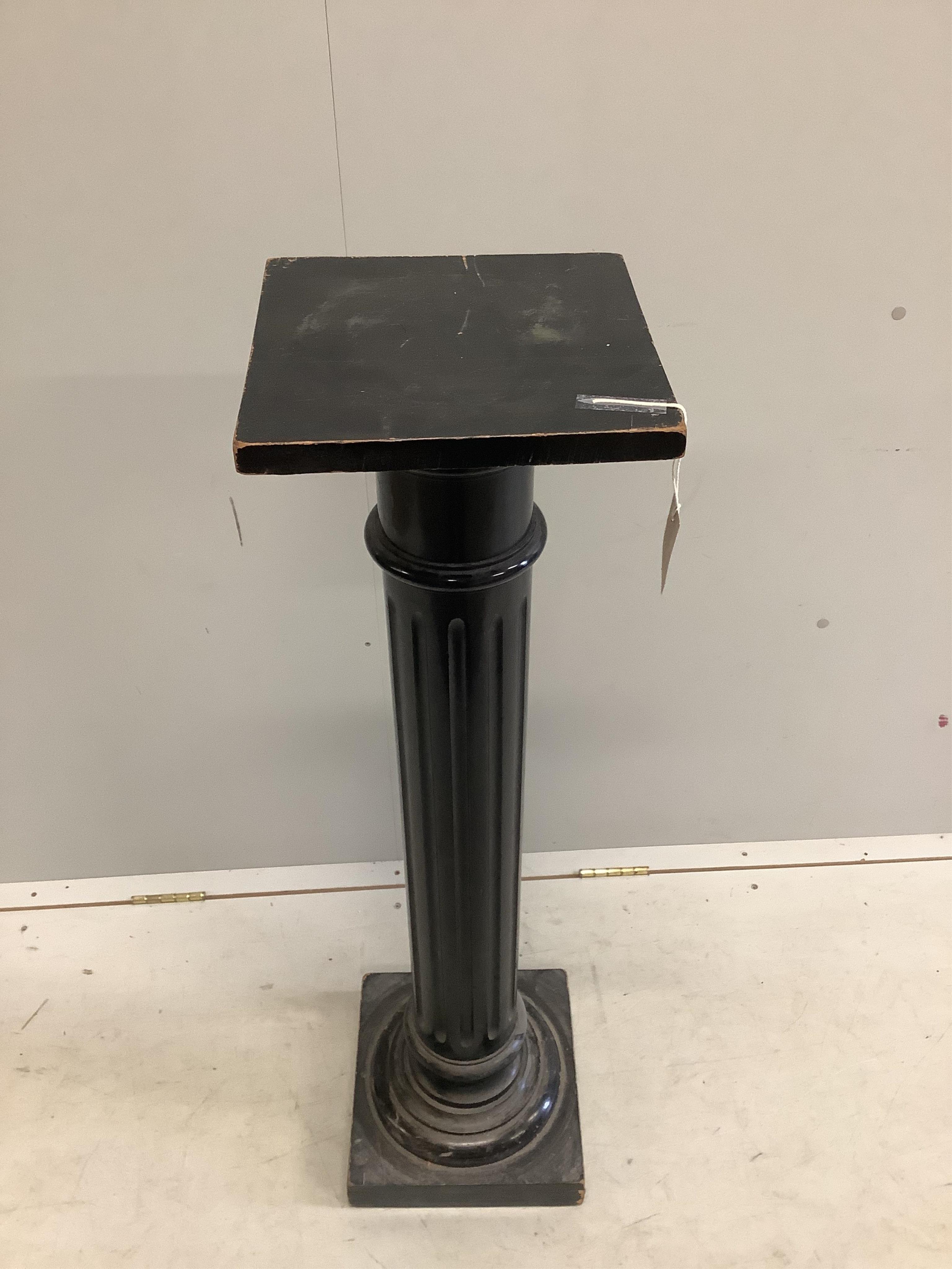 A late Victorian ebonised pedestal, height 108cm. Condition - fair